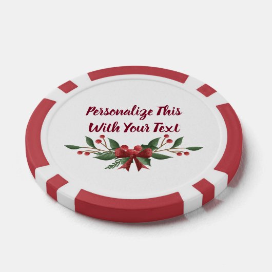文字ホリーパーソナライズされたとベリークリスマス ポーカーチップ (シングル)