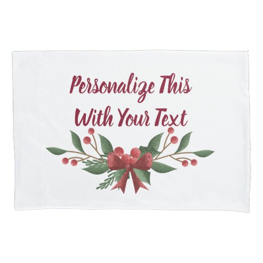 文字ホリーパーソナライズされたとベリークリスマス 枕カバー (正面)