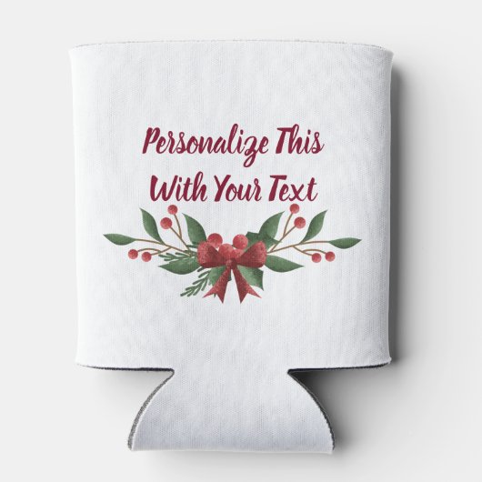 文字ホリーパーソナライズされたとベリークリスマス 缶クーラー (裏面)