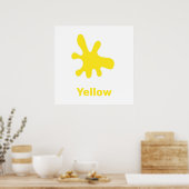 文字ポスター付き黄色 ポスター (キッチン)