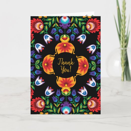 文字ポーラン素晴らしドフォークWycinanki Thank You サンキューカード (正面)