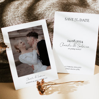 文字ミニマルと写真の結婚式の日付を保存 セーブザデート