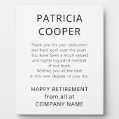 文字ミニマル白黒会社からの退職金 フォトプラーク (正面)