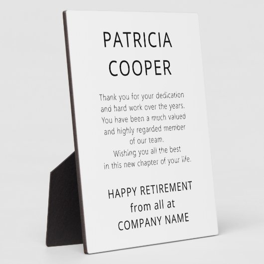 文字ミニマル白黒会社からの退職金 フォトプラーク (側面)