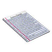 文字メカスタマイズッセージの線が付いた紙斜体文字 ノートブック (右側)