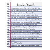 文字メカスタマイズッセージの線が付いた紙斜体文字 ノートブック (正面)