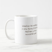 文字メリークリスマスかわいらしクリスマスベルの追加 コーヒーマグカップ (左)