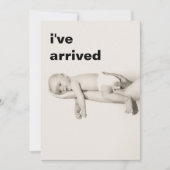 文字モダンが到着した写真ベビーの発表 案内状 (正面)