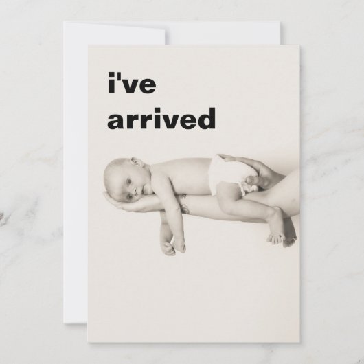 文字モダンが到着した写真ベビーの発表 案内状 (正面)