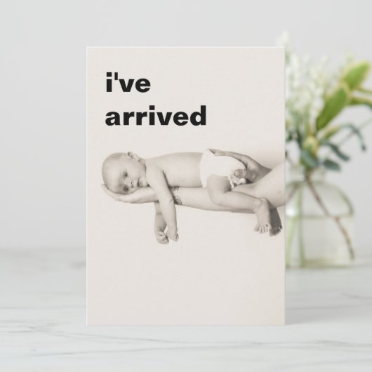 文字モダンが到着した写真ベビーの発表 案内状 (スタンド正面)