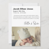 文字モダンが到着した写真ベビーの発表 案内状 (裏面)