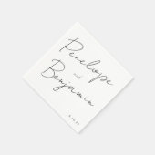 文字モダンの手書き文字の白黒結婚設定 スタンダードカクテルナプキン (角)