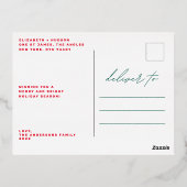 文字モダンハッピーホリデー金ゴールド写真 箔シーズンポストカード (裏面)