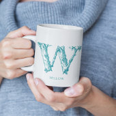 文字モダン付きモノグラム名 コーヒーマグカップ