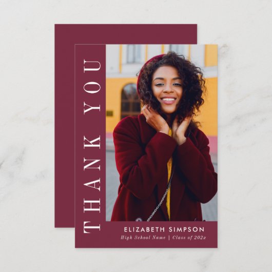 文字モダン卒業ありがとうフォトカード サンキューカード (正面/裏面)