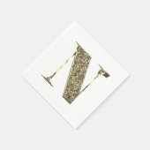 文字モノグラムのイニシャルN金ゴールドの輝きエレガント スタンダードカクテルナプキン (角)