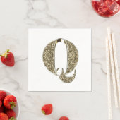 文字モノグラムのイニシャルQ金ゴールドの輝きエレガント スタンダードカクテルナプキン (インサイチュ)