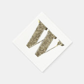 文字モノグラムのイニシャルW金ゴールドの輝きエレガント スタンダードカクテルナプキン (角)