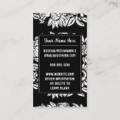 文字モノグラムのB白黒フローラ花 名刺 (裏面)