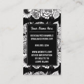 文字モノグラムのM白黒フローラ花 名刺 (裏面)