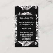 文字モノグラムのR白黒フローラ花 名刺 (裏面)