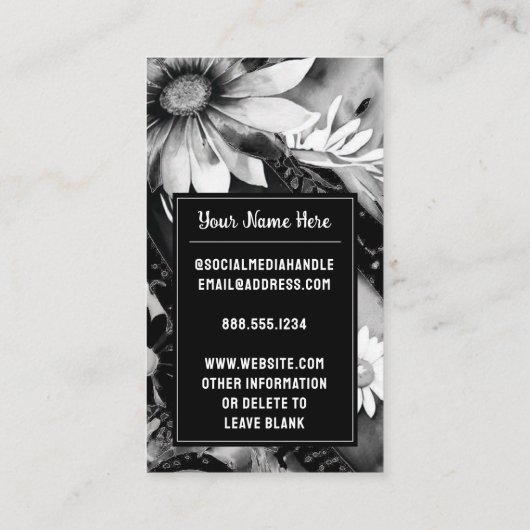 文字モノグラムのSエレガントフローラ水色 名刺 (裏面)