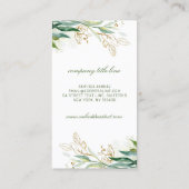 文字モノグラム金ゴールドの離れ緑エレガント草 名刺 (裏面)