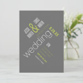 文字ユニークモダン結婚式招待状 招待状 (スタンド正面)