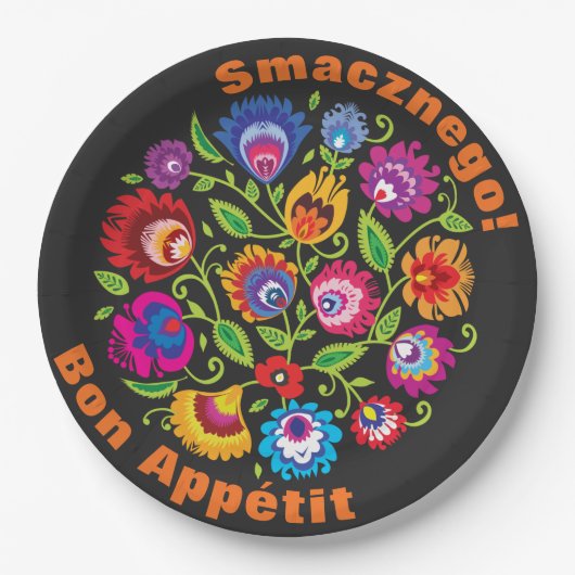 文字ラウンドポカスタムリッシュ民俗組成 ペーパープレート (正面)