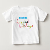 文字レトロカスタムカラフルで最も幸せな休日 ベビーTシャツ (正面)