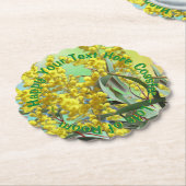 文字ワトルとガムの追加葉オージースカロップ ペーパーコースター (アングル)