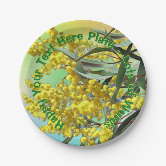 文字ワトルとガムの追加葉オージースモール7" ペーパープレート (正面)