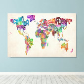 文字世界地図 キャンバスプリント (インサイチュ (ウッドフロア))