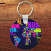 文字世界地図 キーホルダー (正面)