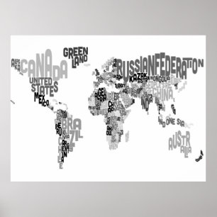 文字世界地図 ポスター