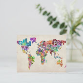 文字世界地図 ポストカード (スタンド正面)