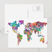 文字世界地図 ポストカード (正面/裏面)