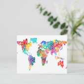 文字世界地図 ポストカード (スタンド正面)