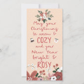 文字予測できな花模様コージークリスマスローズニューイヤー シーズンカード (正面)