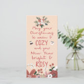文字予測できな花模様コージークリスマスローズニューイヤー シーズンカード (スタンド正面)