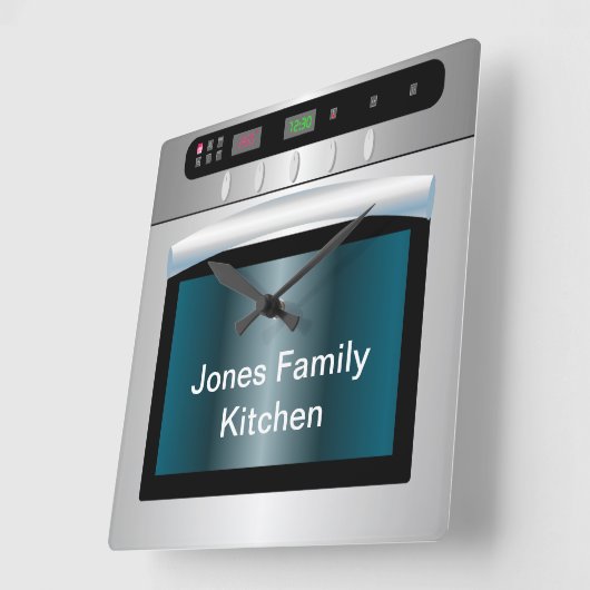 文字付きオーブンパーソナライズされた図形 スクエア壁時計 (傾斜)
