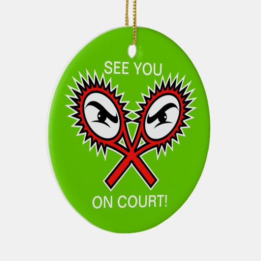 文字付きクリスマスのテニスオーナメントおもしろい セラミックオーナメント (右)