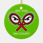 文字付きクリスマスのテニスオーナメントおもしろい セラミックオーナメント (正面)