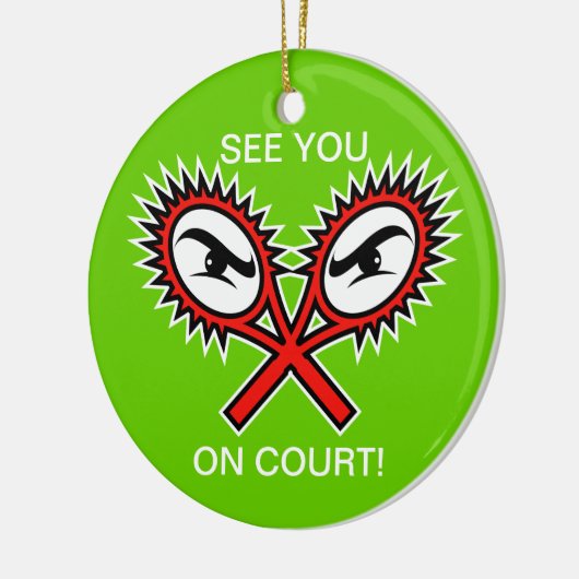 文字付きクリスマスのテニスオーナメントおもしろい セラミックオーナメント (左)
