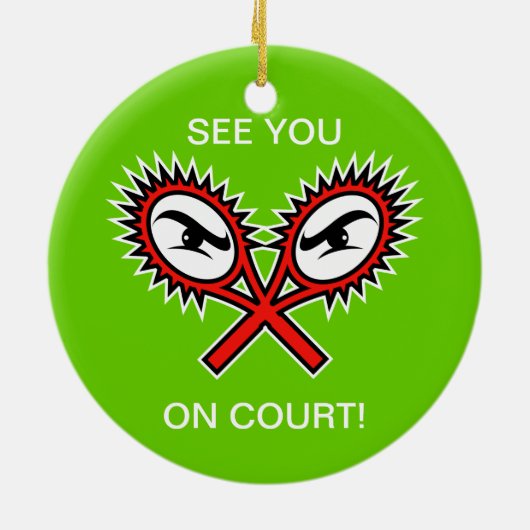 文字付きクリスマスのテニスオーナメントおもしろい セラミックオーナメント (裏面)