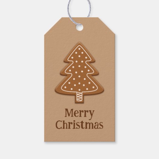 文字付きジンジャーブレッドのクリスマスツリー形状クッキー ギフトタグ (正面)