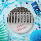 文字付きピケットフェンスのカスタマイズ可能な雪 ペーパープレート (パーティー)