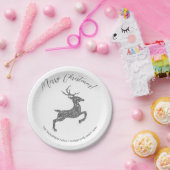 文字付きフェイクグリッター質灰色の鹿の形状 ペーパープレート (パーティー)