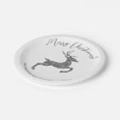 文字付きフェイクグリッター質灰色の鹿の形状 ペーパープレート (アングル)