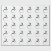 文字付きフェイクグリッター質灰色の鹿の形状 ラッピングペーパー (フラット)